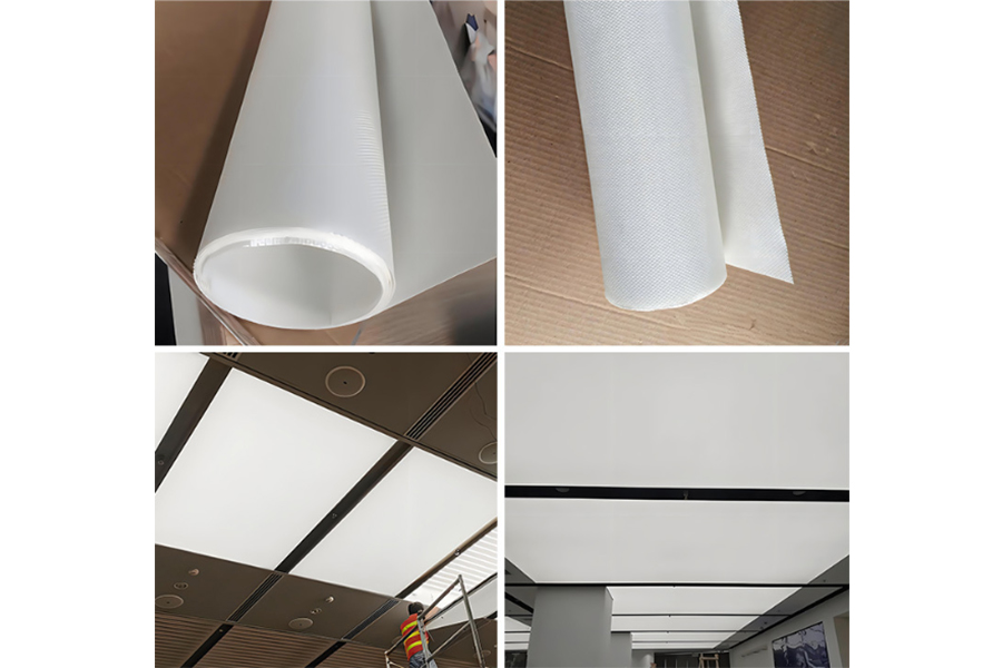 Tavan decorativ ignifug din fibră de sticlă acoperită cu silicon